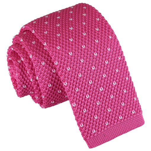 Flecked V Polka Dot Knitted Skinny Tie